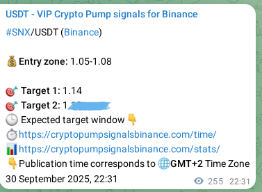 Trading signal confirmation: SNX pump on Binance at 01 October 2025, 05:35