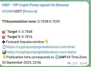 Binance pump signal verification for SOMI at 01 October 2025, 06:29