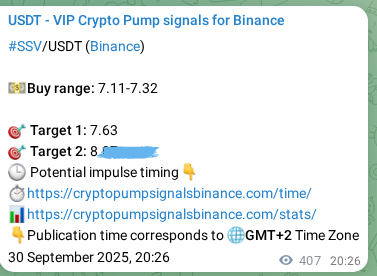 Crypto market signal confirmation: SSV pump on Binance, 01 October 2025, 07:44