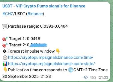 Binance signal proof for CHZ, 01 October 2025, 10:25