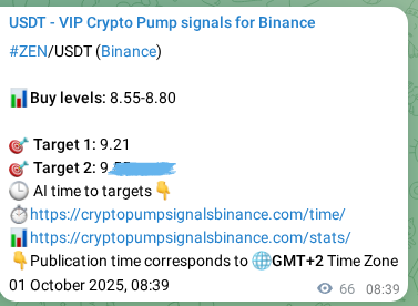 Crypto signal verification: ZEN on Binance, 01 October 2025, 10:30