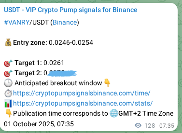 Strategy confirmation: VANRY pump signal methodology on Binance, 01 October 2025, 11:28