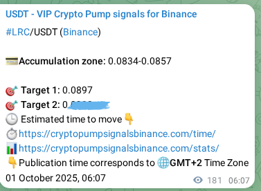 Precision proof: LRC pump signal accuracy rate on Binance, 01 October 2025, 11:31