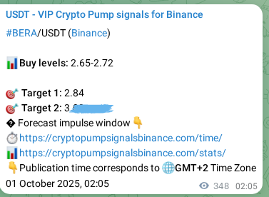 Verification image for BERA pump signal on Binance at 01 October 2025, 12:04