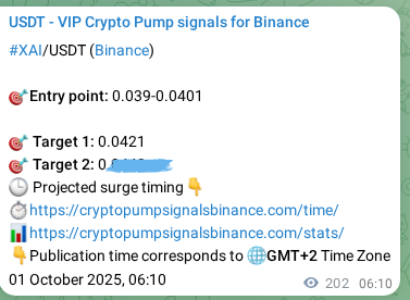 Binance signal verification for XAI pump, 01 October 2025, 12:12