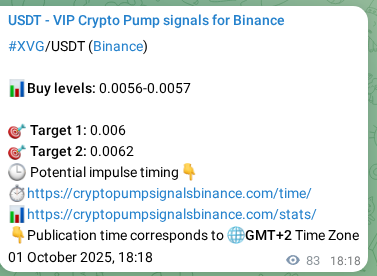 Performance validation: XVG pump signal delivery on Binance, 01 October 2025, 20:39