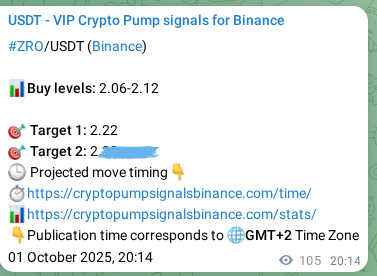 Execution validation: ZRO pump signal timing on Binance, 01 October 2025, 23:11