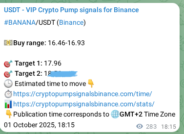 Authenticated proof of BANANA's pump signal on Binance at 02 October 2025, 02:07