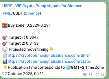 Binance trading signal proof for NIL pump, 02 October 2025, 02:38