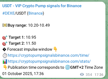 Signal verification: DEXE pump on Binance at 02 October 2025, 03:27