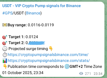 Crypto pump signal confirmation: GPS on Binance, 02 October 2025, 07:07