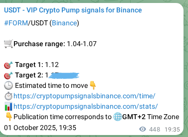 Market signal authentication: FORM on Binance at 02 October 2025, 08:03