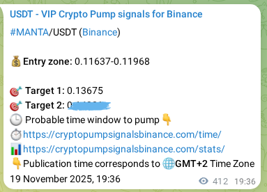 Authenticated proof of MANTA's pump signal on Binance at 20 November 2025, 07:03