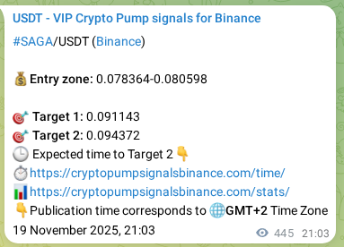 Binance exchange signal proof for SAGA, 20 November 2025, 09:23