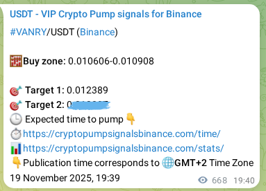 Crypto pump signal confirmation: VANRY on Binance, 20 November 2025, 14:12