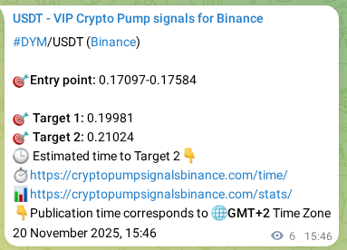 DYM pump signal verification from Binance, timestamp: 20 November 2025, 15:56