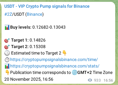 Confirm the trading signal for 2Z pump on Binance at 21 November 2025, 18:14 Trading signal confirmation: 2Z pump on Binance at 21 November 2025, 18:14