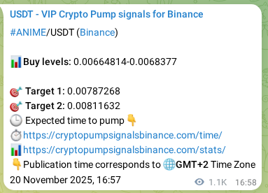 View the exchange signal confirmation for ANIME on Binance, 21 November 2025, 22:05 Binance exchange signal confirmation for ANIME, 21 November 2025, 22:05