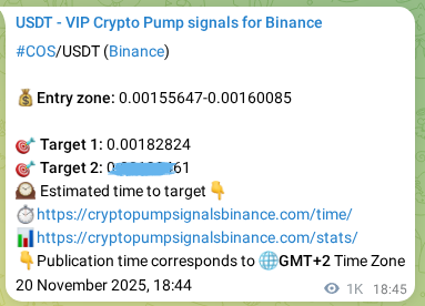 Verify the crypto signal for COS on Binance, 21 November 2025, 23:02 Crypto signal verification: COS on Binance, 21 November 2025, 23:02