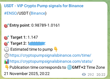 Authenticated proof of ENSO's pump signal on Binance at 22 November 2025, 04:09 Authenticated proof of ENSO's pump signal on Binance at 22 November 2025, 04:09