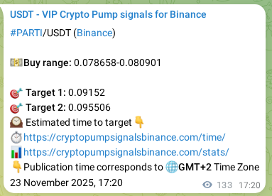 Signal verification: PARTI pump on Binance at 23 November 2025, 21:01