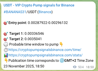Authenticated proof of BANANAS31's pump signal on Binance at 24 November 2025, 08:17