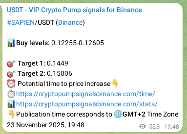 Signal verification: SAPIEN pump on Binance at 24 November 2025, 10:27