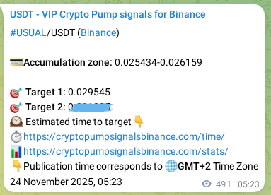 USUAL pump signal confirmation from Binance, timestamp: 24 November 2025, 18:59