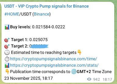 Trading signal confirmation: HOME pump on Binance at 24 November 2025, 20:03