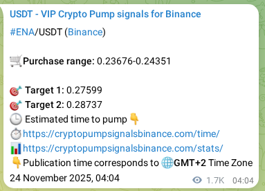 Binance pump signal proof for ENA on 26 November 2025, 03:31