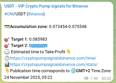 Binance pump signal data for OM at 26 November 2025, 11:02