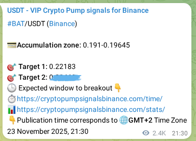 Market signal proof: BAT pump from Binance, 26 November 2025, 16:23