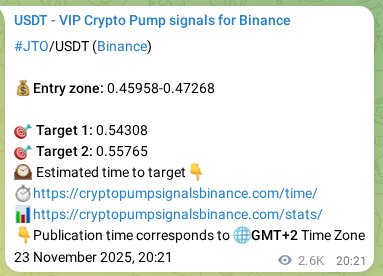 JTO pump verification image from Binance, 26 November 2025, 19:45