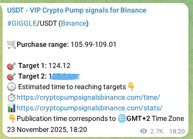 Signal authentication: GIGGLE pump on Binance at 26 November 2025, 20:25