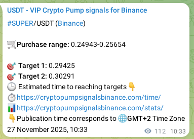 Access the Binance pump signal verification for SUPER at 27 November 2025, 13:24 Binance pump signal verification for SUPER at 27 November 2025, 13:24