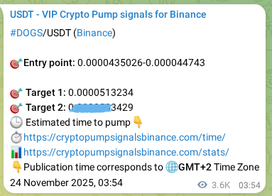 Binance pump signal proof for DOGS on 28 November 2025, 08:35