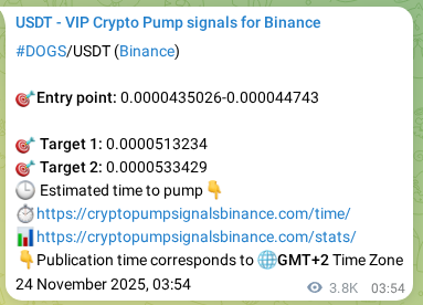 Real-time proof of DOGS pump signal on Binance, 28 November 2025, 14:24