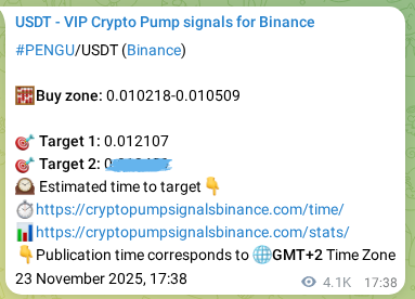 Verification image for PENGU pump signal on Binance at 28 November 2025, 17:21