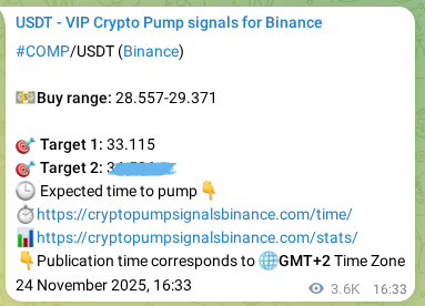 Trading signal confirmation: COMP pump on Binance at 28 November 2025, 20:39