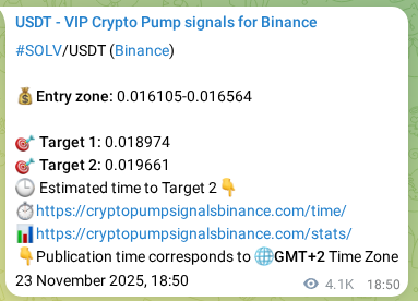 Live proof of SOLV pump signal on Binance, 28 November 2025, 21:15