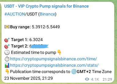 AUCTION pump verification image from Binance, 28 November 2025, 21:36