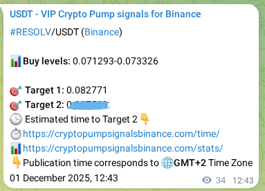 Proof of RESOLV pump signal on Binance at 01 December 2025, 13:39