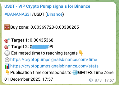 Access the Binance pump signal confirmation for BANANAS31 at 02 December 2025, 18:09 Binance pump signal confirmation for BANANAS31 at 02 December 2025, 18:09