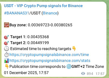 View the exchange signal confirmation for BANANAS31 on Binance, 02 December 2025, 18:44 Binance exchange signal confirmation for BANANAS31, 02 December 2025, 18:44