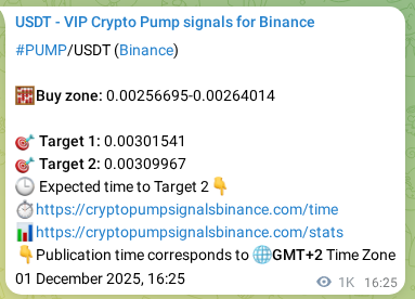 Verify the crypto signal for PUMP on Binance, 02 December 2025, 20:15 Crypto signal verification: PUMP on Binance, 02 December 2025, 20:15