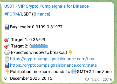 Check the Binance signal verification for FORM pump, 03 December 2025, 06:11 Binance signal verification for FORM pump, 03 December 2025, 06:11