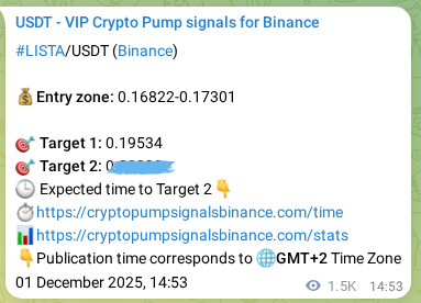 Access the Binance pump signal confirmation for LISTA at 03 December 2025, 08:38 Binance pump signal confirmation for LISTA at 03 December 2025, 08:38