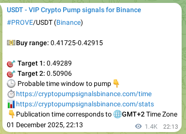 Check the pump signal proof for PROVE on Binance at 03 December 2025, 11:51 Pump signal proof for PROVE on Binance at 03 December 2025, 11:51