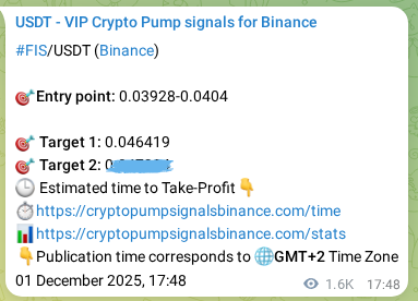 Validate algorithmic accuracy: FIS pump signal proof on Binance, 03 December 2025, 14:39 Algorithmic validation: FIS pump signal accuracy on Binance, 03 December 2025, 14:39