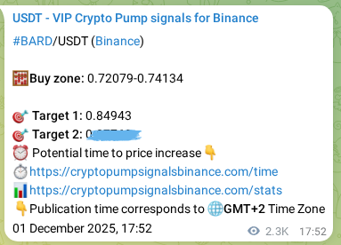Discover the authenticated BARD pump signal on Binance, 04 December 2025, 11:02 Authenticated BARD pump signal on Binance, 04 December 2025, 11:02